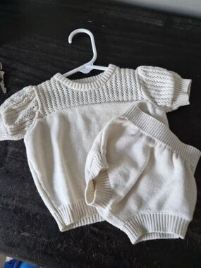 Quincy Mae Cream Knit Baby Matching Set